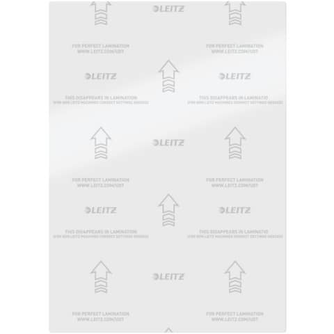 Pouches per plastificatrici Leitz iLam con UDT 2x80 µm in EVA A4 21,6x30,3 cm Conf. 100 pezzi - 74780000